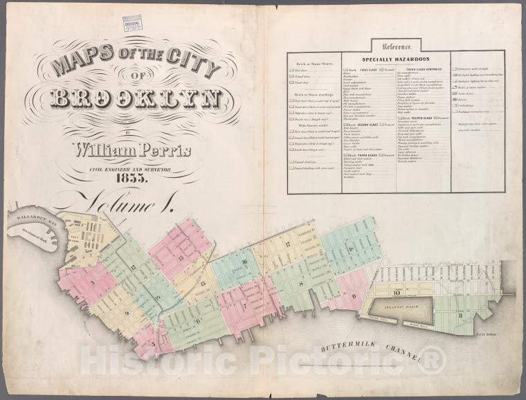 Historic 1855 Map - [Volume 1 Index Map.] - Brooklyn (New York, N.Y.) Atlases Of New York Cityof The City Of Brooklyn [1855] - Vintage Wall Art