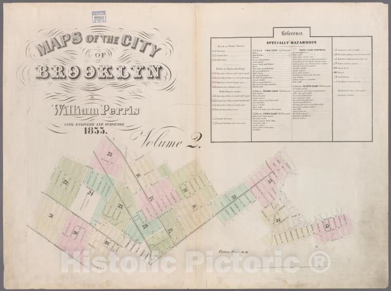 Historic 1855 Map - [Volume 2 Index Map.] - Brooklyn (New York, N.Y.) Atlases Of New York Cityof The City Of Brooklyn [1855] - Vintage Wall Art