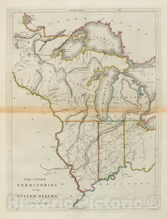 Historic 1814 Map - The Upper Territories Of The United States.- United States - Vintage Wall Art