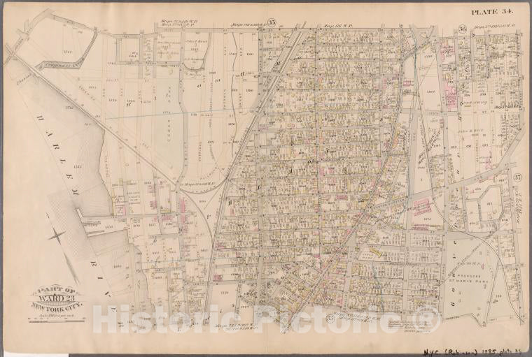 Historic Map - 1885 New York (N.Y.) [Plate 34: 161St St, Ann'S, Clifton St, Forest, West Chester, Robbins, 144Th St, Mott, 148Th St, Harlem River And Jerome.] - Vintage Wall Art