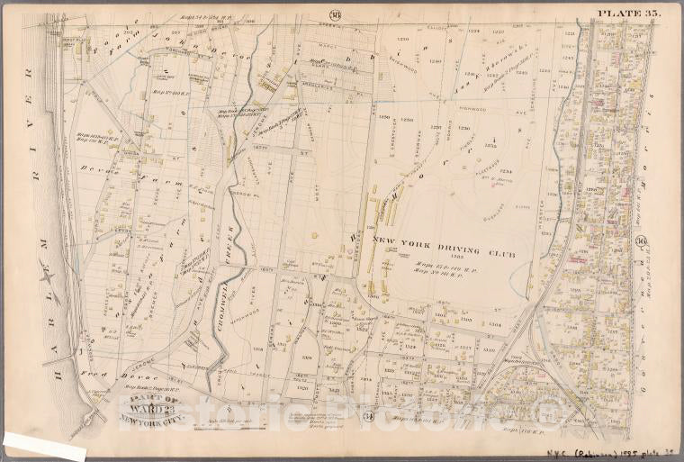 Historic Map - 1885 New York (N.Y.), [Plate 35: Bounded By .N. Third Avenue, 161St Street, Jerome Avenue, Harlem River And Depot Place.] - Vintage Wall Art