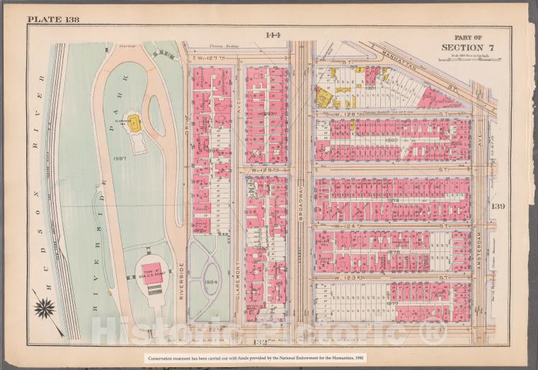 Historic 1916 Map - Plate 138: [Bounded By E. 127Th Street, Manhattan Street, Amster - Vintage Wall Art