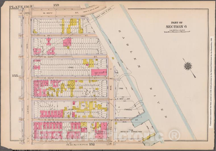 Historic 1916 Map - Plate 156: [Bounded By W. 145Th Street, (Harlem River) Fifth Ave - Vintage Wall Art