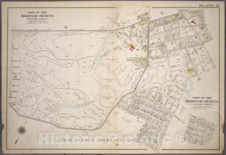 Historic 1909 Map - [Plate 19: Bounded By Long Island R.R, Bradford Avenue, Jaggar - Vintage Wall Art