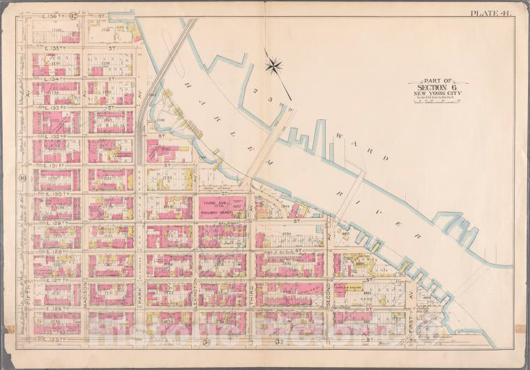 Historic 1897 Map - [Plate 41: Bounded By E. 136Th Street, Harlem River, E. 125Th St - Vintage Wall Art