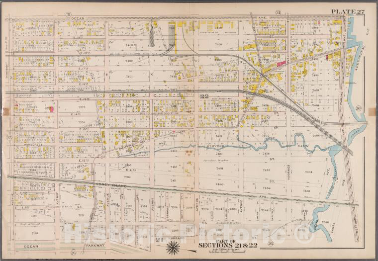 Historic 1907 Map - Plate 27: [Bounded By Ocean Avenue, Emmons Avenue, Neptune Avenu - Brooklyn (New York, N.Y.) - Vintage Wall Art