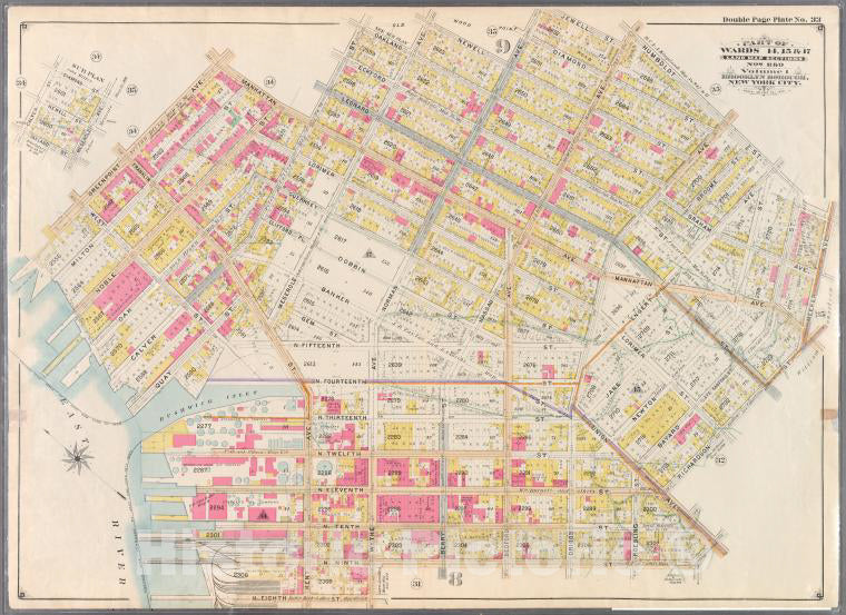 Historic Map - 1898 Brooklyn (New York, N.Y.),Manhattan, Calyer, Oakland, Meserole, Newell, Norman, Jewell, Nassau, Humboldt, Meeker, Richardson, Union - Vintage Wall Art