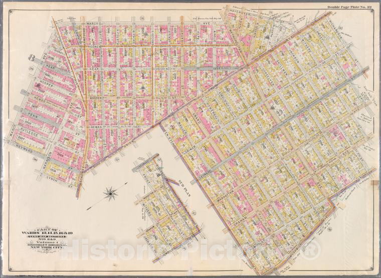 Historic Map - 1898 Brooklyn (New York, N.Y.), Marcy, Metropolitan, N. Fifth Hmeyer Withers Union, Richardson Leonard Frost Manhattan, Withers Graham A - Vintage Wall Art