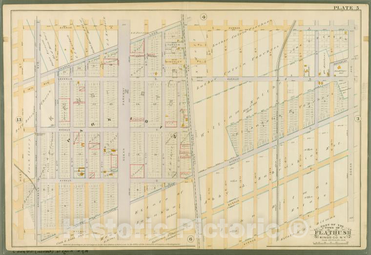 Historic 1890 Map - Plate 5: [Bounded By Avenue A, Ocean Avenue, Avenue E, E. 13Th S - Vintage Wall Art