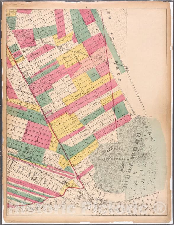 Historic Map - 1869 Brooklyn (New York, N.Y.)[Sheet 4: Map Encompassing Ocean Hill, Broasway Junction, Bushwick And Ridgewood.] - Vintage Wall Art