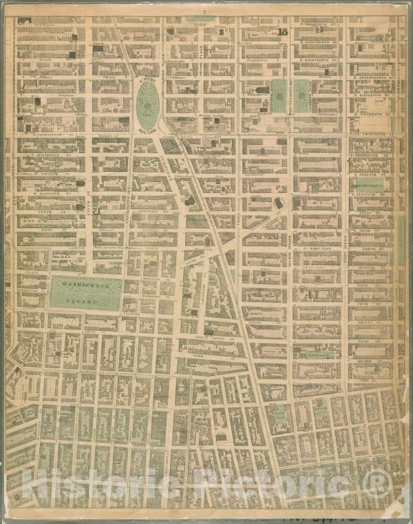 Historic Map - 1867 Sheet 7: [Mc Dougall St, Houston St, Hancock St, Bleecker St, Sixth Ave, E, Twentieth St,Ave A, Delancy Parkway, Bowery And Spring St.] - Vintage Wall Art