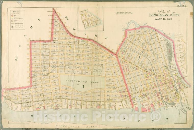 Historic Map - 1891 Queens County, New York (N.Y.) Pomeroy, Jackson, Nott, Creek, Borden, West, Flushing, Front, Fifth, West, Nott, Vernon, Sanford, Sherman - Vintage Wall Art