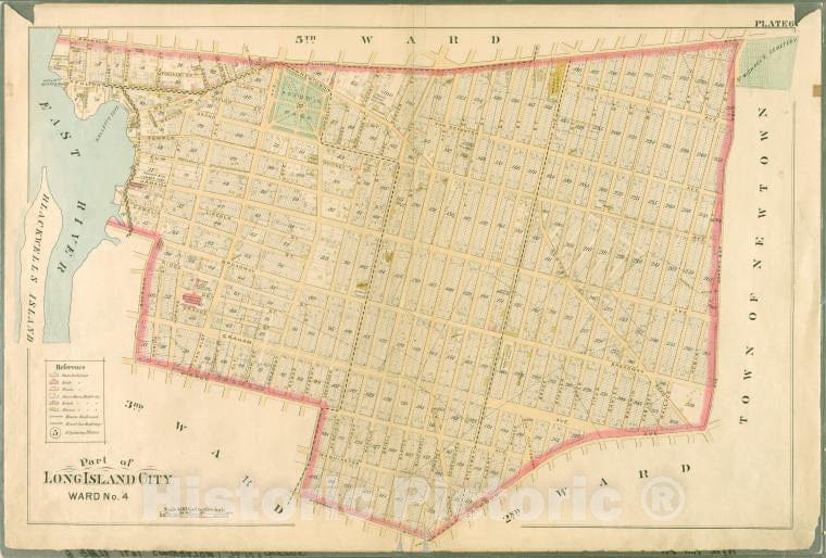 Historic Map - 1891 Queens County, New York (N.Y.) Franklin, Flushing, Old Bowery Bay Blvd, Jackson, Western, Lockwood, Pierce, Sherman, Broadway, Fulton And Mills - Vintage Wall Art