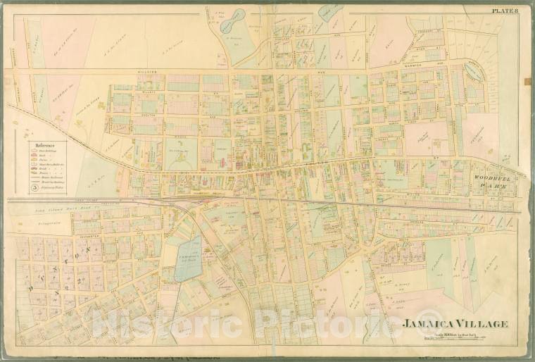 Historic Map - 1891 Queens County, New York (N.Y.) Hillside, Union, Highland, Grand, Warwick, Warwick Crescent, King, Madison, Fulton, Wheeleer, South, George - Vintage Wall Art