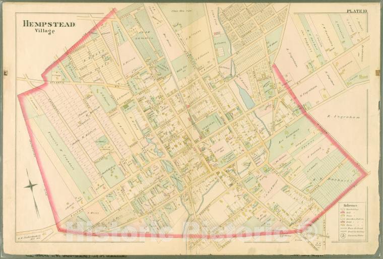 Historic Map - 1891 Queens County, New York (N.Y.) Plate 10: Intersection, Franklin,Evens, Main, Columbia,Ewart, Bennett, Fulton, William, Gerard, Greenwich, Grove - Vintage Wall Art