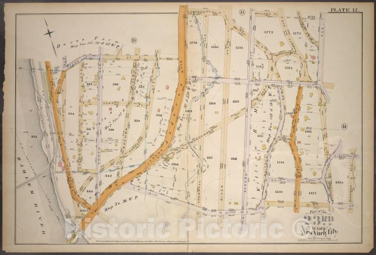 Historic 1887 Map - Plate 12: [Bounded By Devoe St, Jerome Anderson Ave, Endrew Pl - Vintage Wall Art