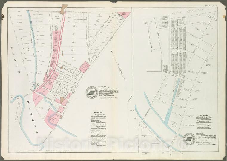 Historic 1888 Map - Plate 4: Map No. 302 [Bounded By Harlem River, [149Th Street] An - Vintage Wall Art