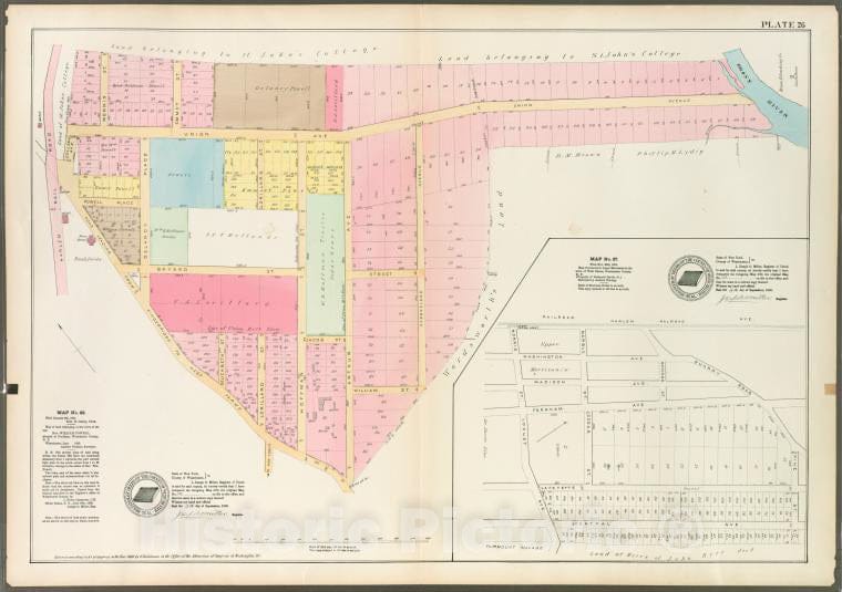 Historic 1888 Map - Plate 26: Map 22 [Bounded By Harlem Rail Road, Union Avenue, Gam - Vintage Wall Art