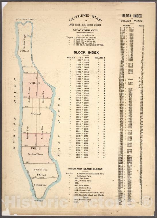 Historic 1921 Map - Outline Map Of Large Scale Real Estate Atlases Of New York City, Vintage Wall Art