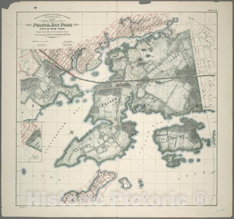 Historic 1905 Map - Sheet 29: Map Of Pelham Bay Park, City Of New York, Forming Shee - Vintage Wall Art