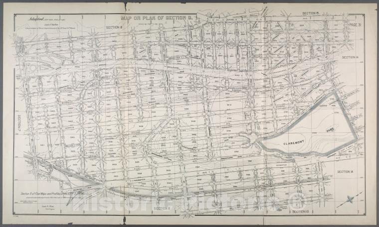 Historic 1892 Map - Map Or Plan Of Section 9.[Bounded By Gerard Avenue, Jerome Avenu - Bronx (New York, N.Y.) Atlases Of New York City - Vintage Wall Art