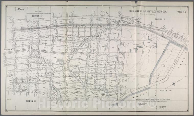 Historic 1892 Map - Map Or Plan Of Section 13. [Bounded By E. 179Th Street, Lafantai - Bronx (New York, N.Y.) Atlases Of New York City - Vintage Wall Art