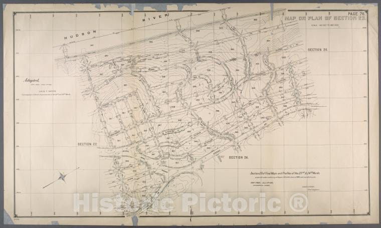 Historic 1892 Map - Map Or Plan Of Section 23. [Bounded By Spuyten Duvil Road, Palis - Bronx (New York, N.Y.) Atlases Of New York City - Vintage Wall Art