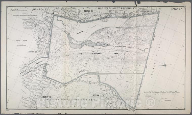 Historic Map - 1892 Bronx (New York, N.Y.), Map Or Plan Of Section 27. [Broadway, Van Cortlandt Park South, Gun Hill Road, Jerome Ave And Mount Vernon Ave.] - Vintage Wall Art