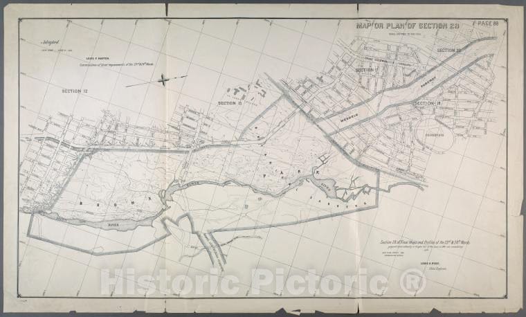 Historic Map - 1892 Bronx (New York, N.Y.), Map Or Plan Of Section 28. [Southern Boulevard, E. 200Th Street, Jerome Ave, Gun Hill Road And Webster Ave.] - Vintage Wall Art