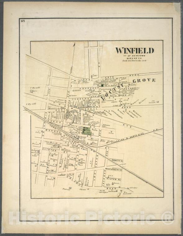 Historic Map - 1873 Long Island, New York, (N.Y.), Winfield. Tn. Of Newtown, Queens Co. - Vintage Wall Art