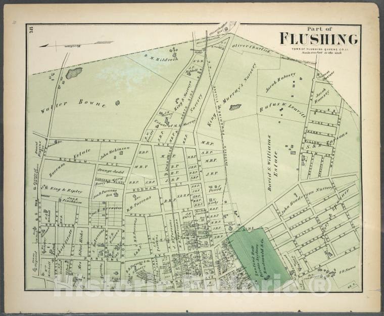 Historic 1873 Map - Part Of Flushing. Town Of Flushing, Queens Co. [Includes Bayside - Vintage Wall Art