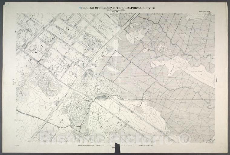 Historic Map - 1906 New York, N.Y. Richmond, Sheet No. 56. [Includes Lincoln Avenue, Franklin Avenue, Midland Avenue And Jefferson Avenue In Grant City.] - Vintage Wall Art