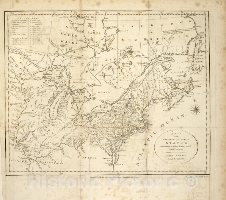 Historic Map - 1794 A Of The Northern And Middle States; Comprehending The Western Territory And The British Dominions In North America - Vintage Wall Art