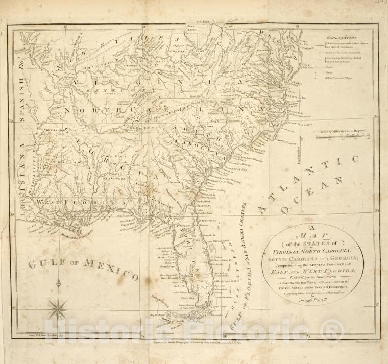 Historic 1794 Map - A Map Of The States Of Virginia, North Carolina, South Carolina - United States - Vintage Wall Art