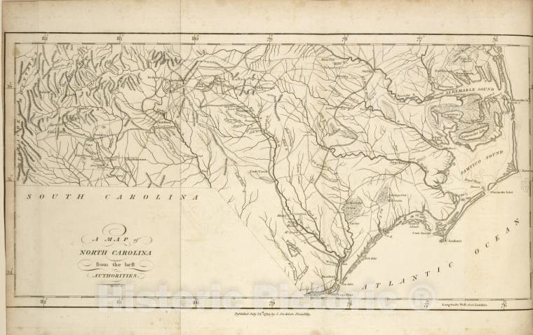 Historic 1794 Map - A Map Of North Carolina, From The Best Authorities. - United States - - Vintage Wall Art