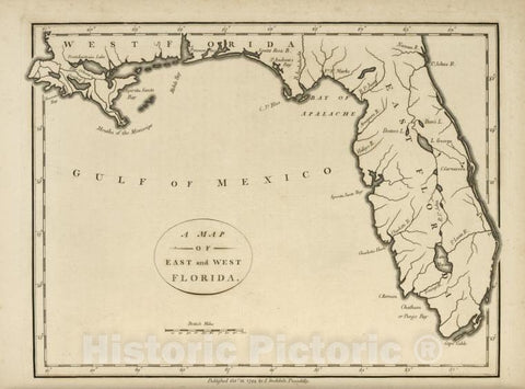 Historic 1794 Map - A Map Of The East And West Florida. - United States - Vintage Wall Art