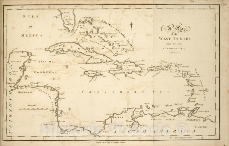 Historic 1794 Map - A Map Of The West Indies, From The Best Authorities. - United States - Vintage Wall Art