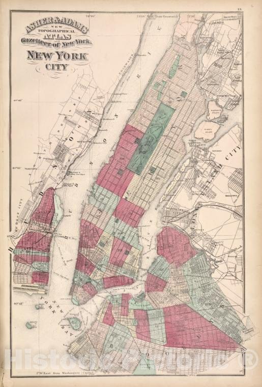 Historic 1871 Map - New York City - New York (State) - Vintage Wall Art