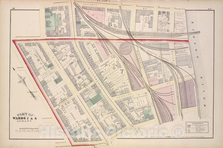 Historic 1876 Map - Plate G - Albany (N.Y.City Atlas Of Albany, New York - Vintage Wall Art