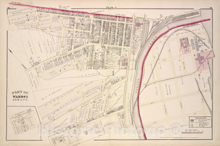 Historic 1876 Map - Plate U - Albany (N.Y.City Atlas Of Albany, New York - Vintage Wall Art