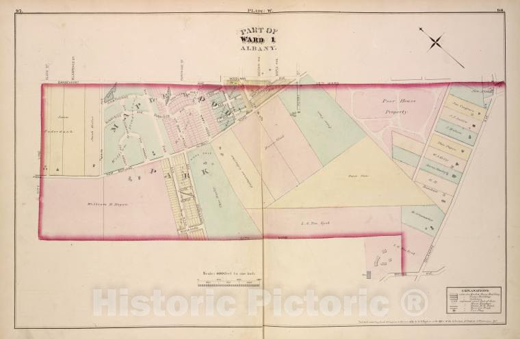 Historic 1876 Map - Plate W - Albany (N.Y.City Atlas Of Albany, New York - Vintage Wall Art