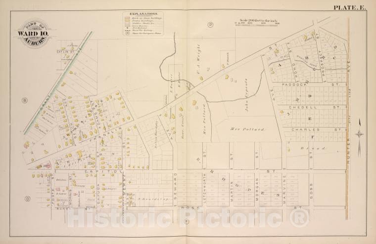 Historic 1882 Map - Parts Of The City Auburn. Wards 10. - Auburn (N.Y.Atlas Of The City Of Auburn, New York. - Vintage Wall Art