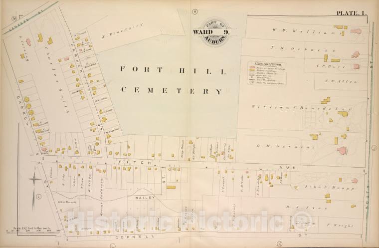 Historic 1882 Map - Parts Of The City Auburn. Wards 9. - Auburn (N.Y.Atlas Of The City Of Auburn, New York. - Vintage Wall Art