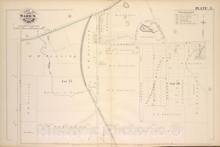 Historic 1882 Map - Parts Of The City Auburn. Wards 9. - Auburn (N.Y.Atlas Of The City Of Auburn, New York. - Vintage Wall Art, V2