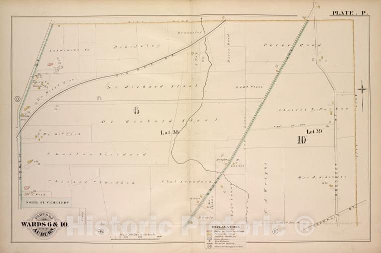 Historic 1882 Map - Parts Of The City Auburn. Wards 6& 10. - Auburn (N.Y.Atlas Of The City Of Auburn, New York. - Vintage Wall Art