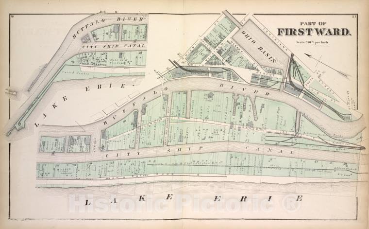 Historic 1872 Map - Part Of First Ward. - Buffalo (N.Y.Atlas Of The City Of Buffalo, Erie Co, New York - Vintage Wall Art, V2