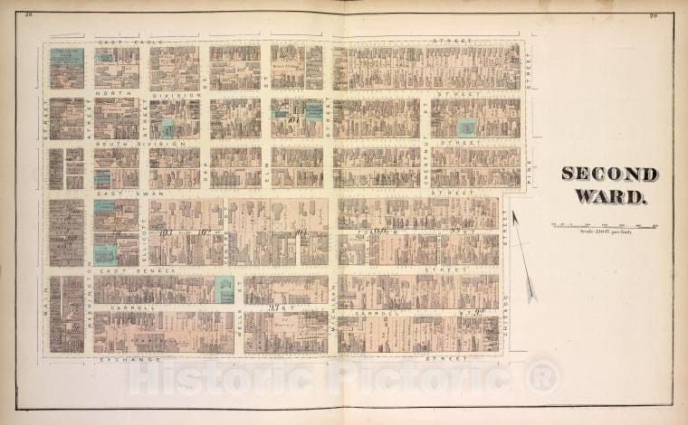 Historic 1872 Map - Second Ward. - Buffalo (N.Y.Atlas Of The City Of Buffalo, Erie Co, New York - Vintage Wall Art