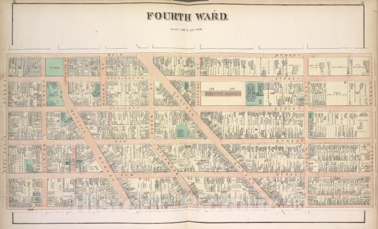 Historic 1872 Map - Fourth Ward. - Buffalo (N.Y.Atlas Of The City Of Buffalo, Erie Co, New York - Vintage Wall Art