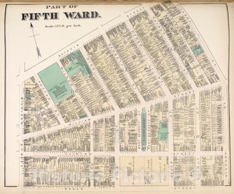 Historic 1872 Map - Fifth Ward. - Buffalo (N.Y.Atlas Of The City Of Buffalo, Erie Co, New York - Vintage Wall Art