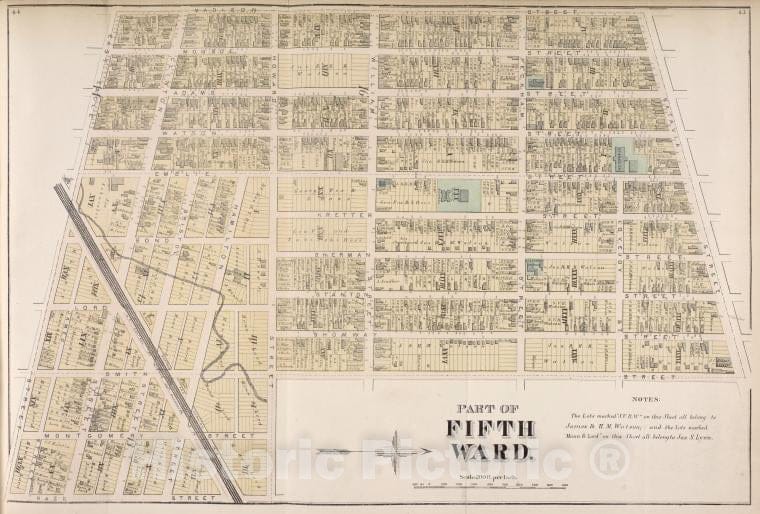 Historic 1872 Map - Part Of Fifth Ward. - Buffalo (N.Y.Atlas Of The City Of Buffalo, Erie Co, New York - Vintage Wall Art, v2